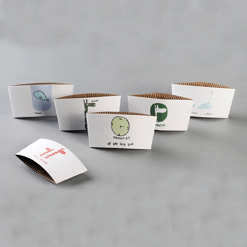 100 шт одноразовые чашки рукав мультфильм двухслойная гофрированная бумага кофе