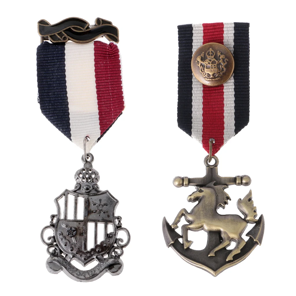 2 шт. винтажный стимпанк мужской значок брошь булавка металлическая медаль