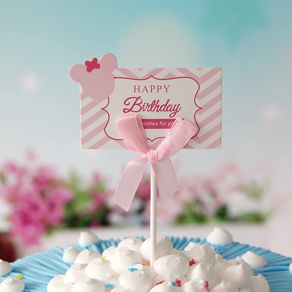 Сделай Сам С Днем Рождения буквы и бант торт кекс топперы бумажные вставки для