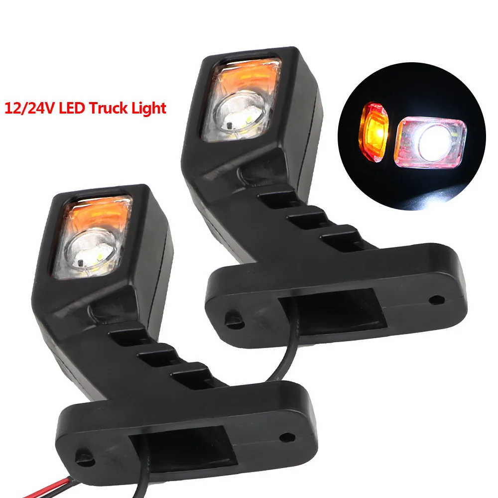 

12/24V LED Side Marker Light 2Pcs/set For Trailer Truck Van Lorry Truck Lamp Indicator Lamp Tail Light Assembly White Red Yellow