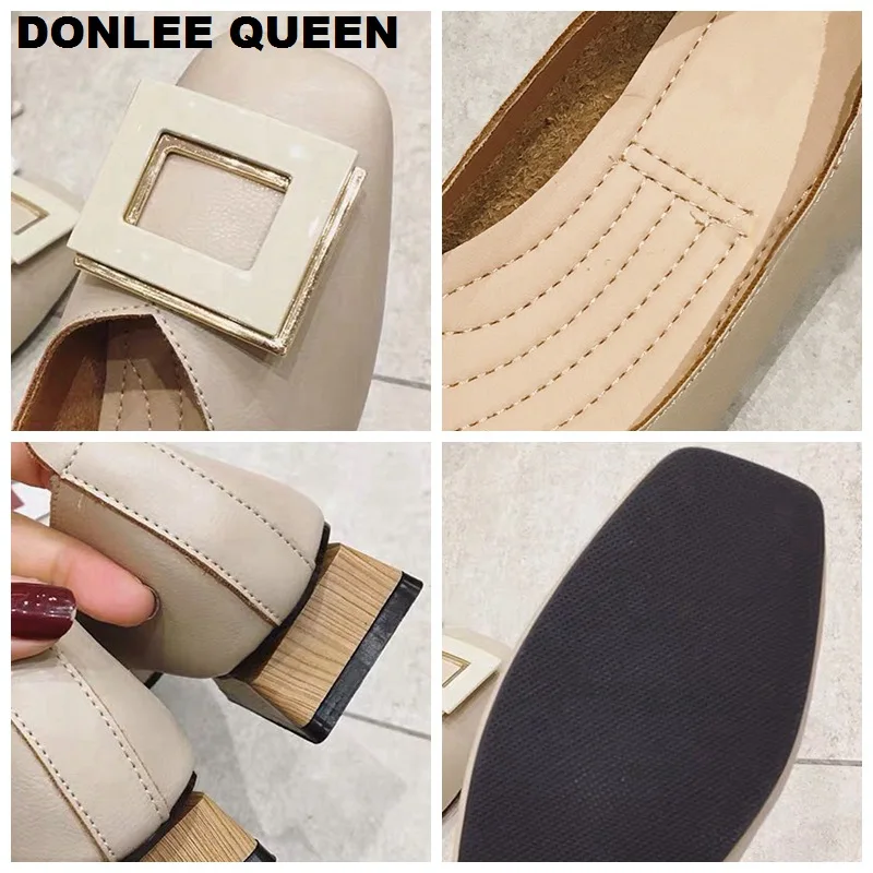 Модная повседневная обувь на плоской подошве с металлической пряжкой женские