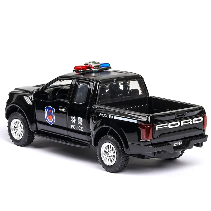1:32 Масштаб F150 F 150 SVT Raptor полицейский автомобиль модельные листы игрушки с горячей