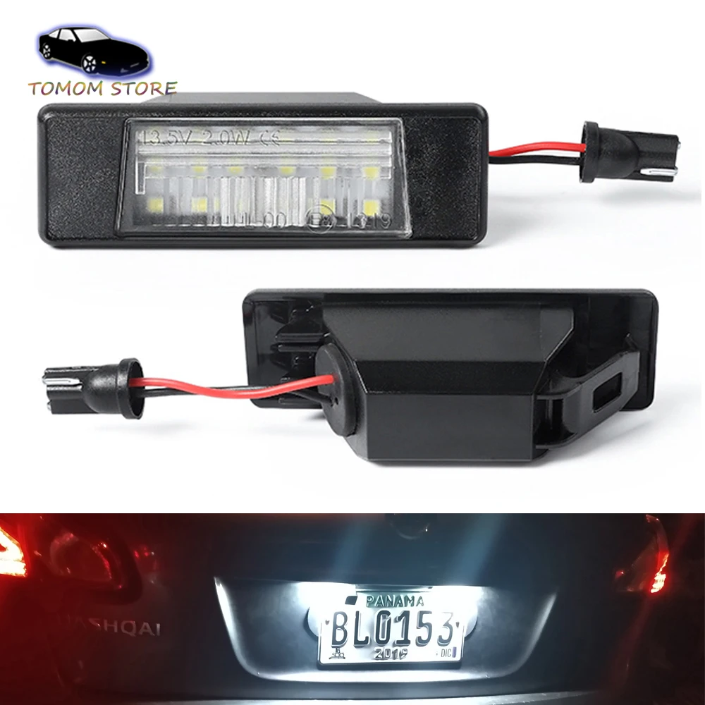 

2x led white car rear number plate lights lamp No Error For Nissan Qashqai Pathfinder R51 Juke Primera P12 X-trail car styling
