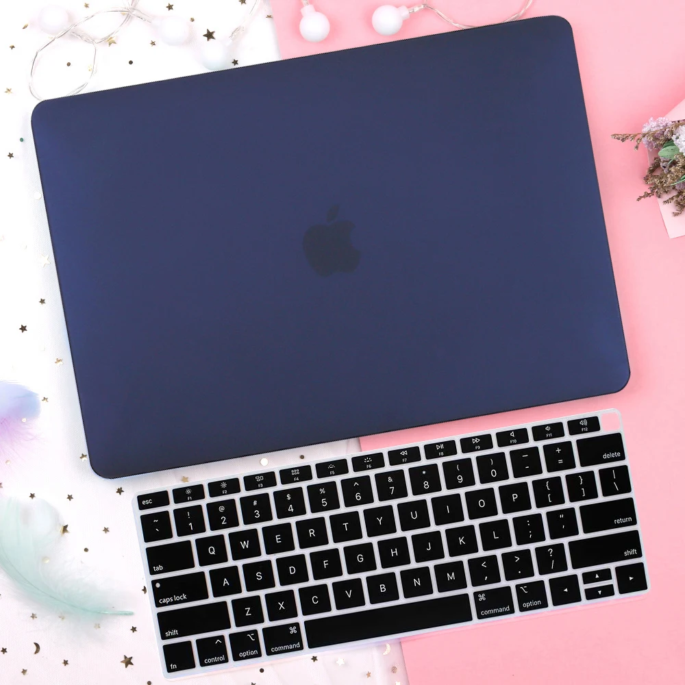Matte Navy blue Кристально прозрачный жесткий чехол для защиты Macbook Pro 13 15 Pro 16 Touch Bar A1706 A1707 A1990 Air 13 Touch ID A1932 - Цвет: Matte Navy blue