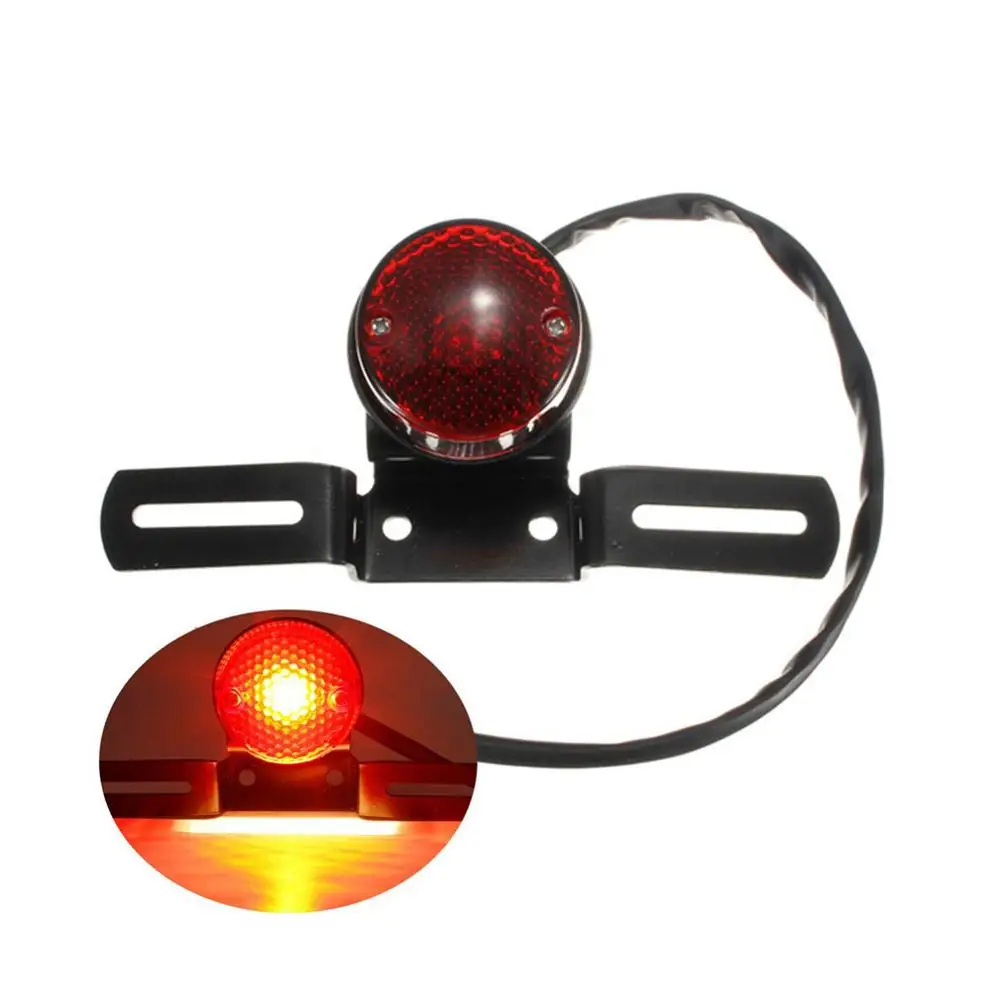

Мотоциклетный светодиодный Ретро красный задний стоп-светильник, круглый фонарь с номерным знаком