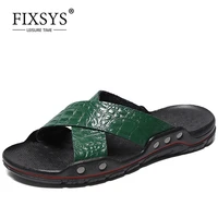 fixsys high quality man slippers outdoor fashion water shoe summer lightweight beach slippers crocodile pattern men casual shoes