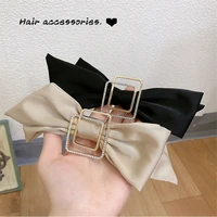 rhinestone bow hairpin square alloy hair accessories fine high end clips for women