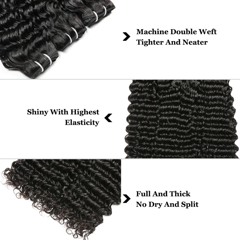 BEAU HAIR Mongolian Hair Weave Bundles Deep Wave 100% Human 8 to 28 Inch Curly Double Weft Deal 1PC Can Buy | Шиньоны и парики