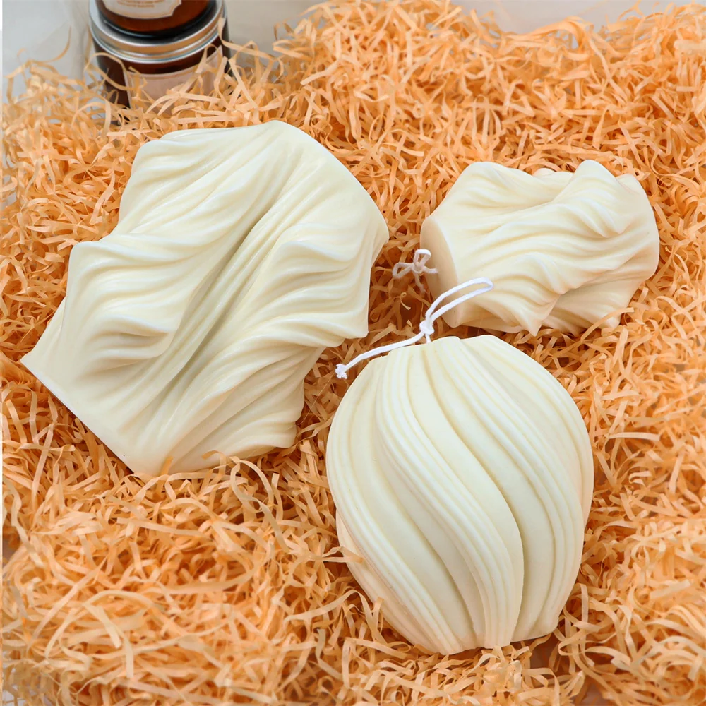 

Geometric Irregular Wave Twirl Candle Silicone Mold DIY Handmade Wavy Stripe Pillar Modern Candle Mould Taper Abstract Art Decor