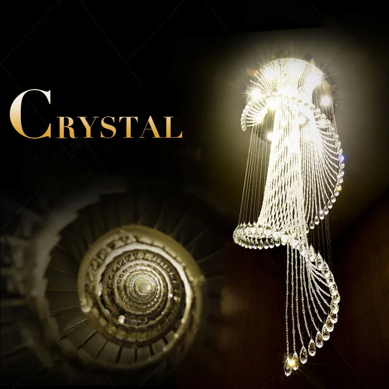値段 スパイラルクリスタル玄関シャンデリアモダンラグ屋内天井照明ランプの装飾リビングルームの廊下階段光沢