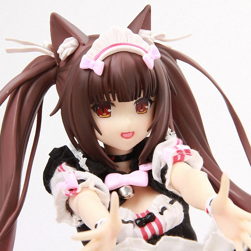 

Anime Figure Figure Chocolat Maid Outfit Double Tail Cat Ears Sitting Posture 22cm PVC Action Figures Party Figurines Toys Model
