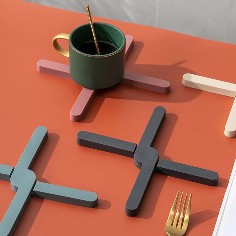 

Silicone Heat Resistant Pad Folding Non-Slip Pot Mat Cross Holder Table Placemat
