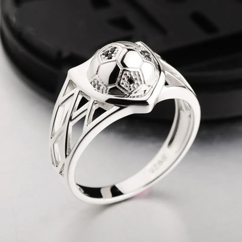 

BOCAI real solid s925 pure silver ring for man Korean fashion man ring exaggerated personality of the World Cup football ring