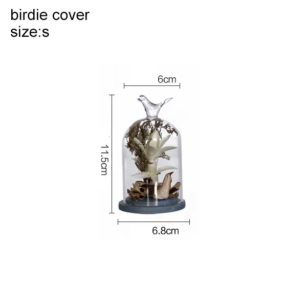 BIRD COVER Креативные украшения для дома, аксессуары, стеклянная крышка, произведение искусства, настольные Ремесла, Декор, сушеная Цветочная ваза с орнаментом, подарки, микро пейзаж - Цвет: BIRD COVER