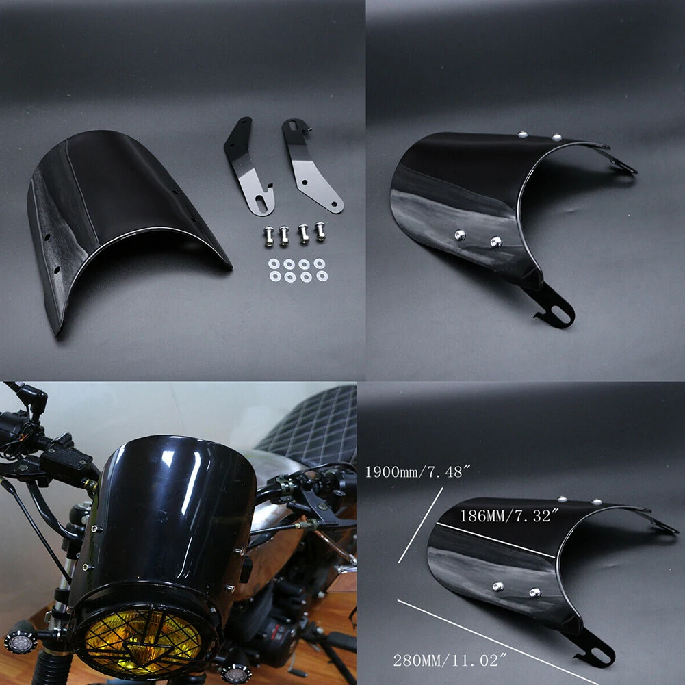 Universal Durable Solid Windshield Motorcycle Front Windproof Easy Install Cover Adjustable ABS For 5 To 7 Inch Headlights | Автомобили и