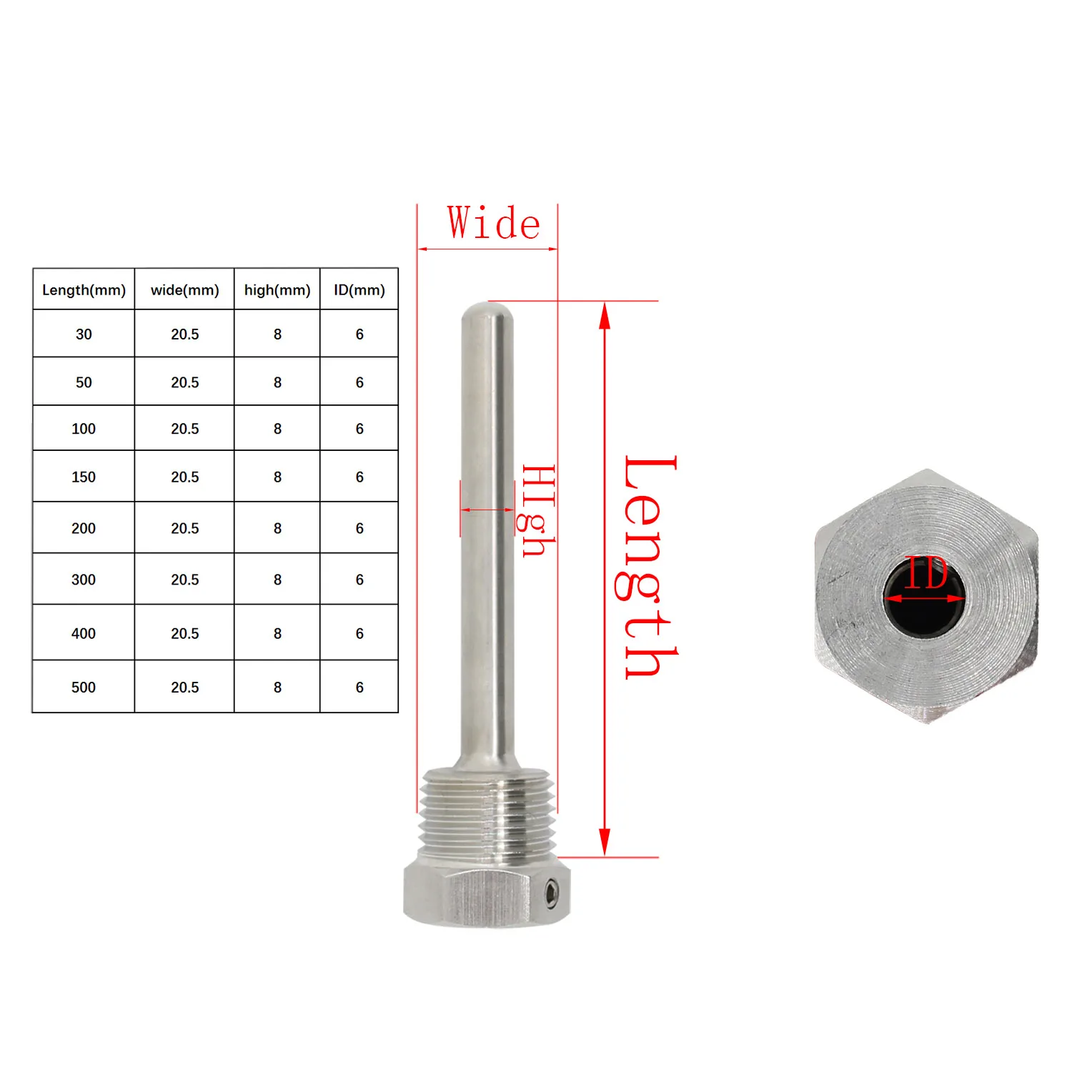 1/2 inch weldless thermowell stainless steel 304 for temperature sensor probe 30-500mm thermopocket thermocouple homebrew | Инструменты