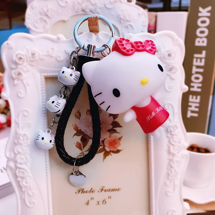 A10 Милый розовый Кот hello kitty кукла брелок кожаный шнур брелок держатель металлический брелок с колокольчиком брелок Шарм сумка Подвеска для автомобиля подарок - Цвет: A10
