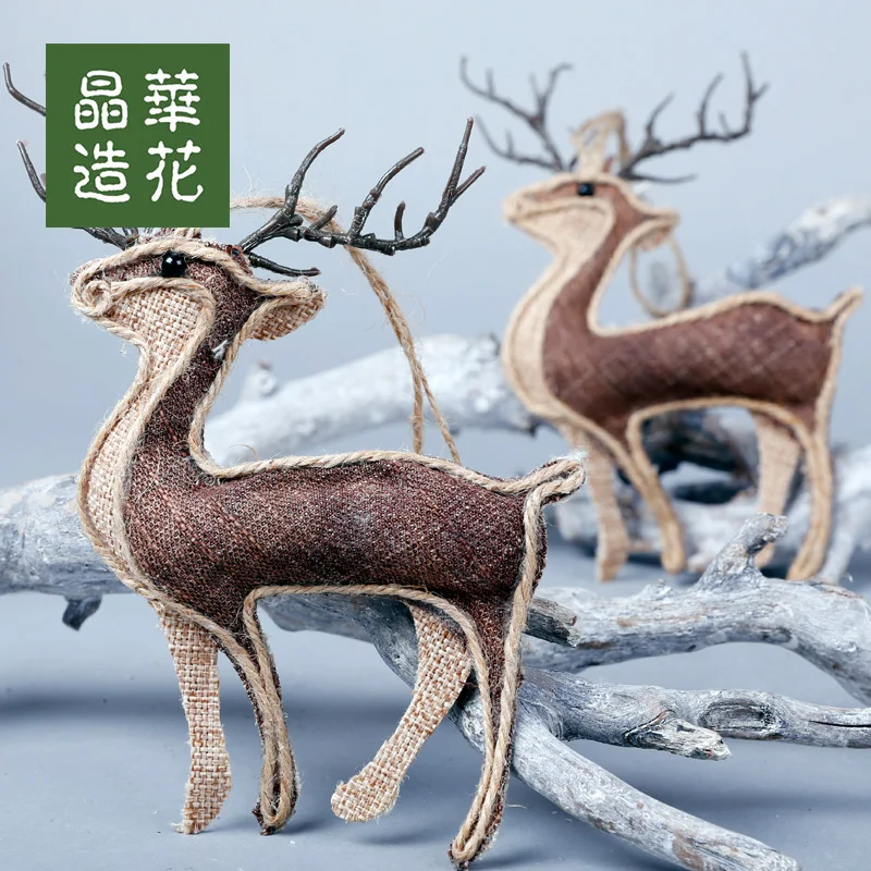 Льняная Рождественская Маленькая подвеска сделай сам олень сова лиса Подарочная