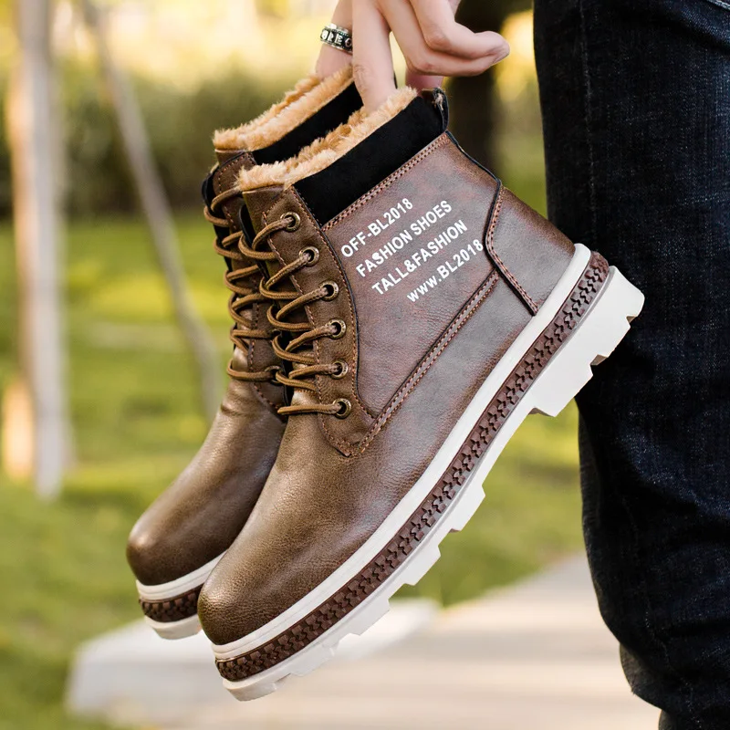 

2019 winter new men's boots padded warm martin boots high and velvet snow boots winter shoes winter boots men