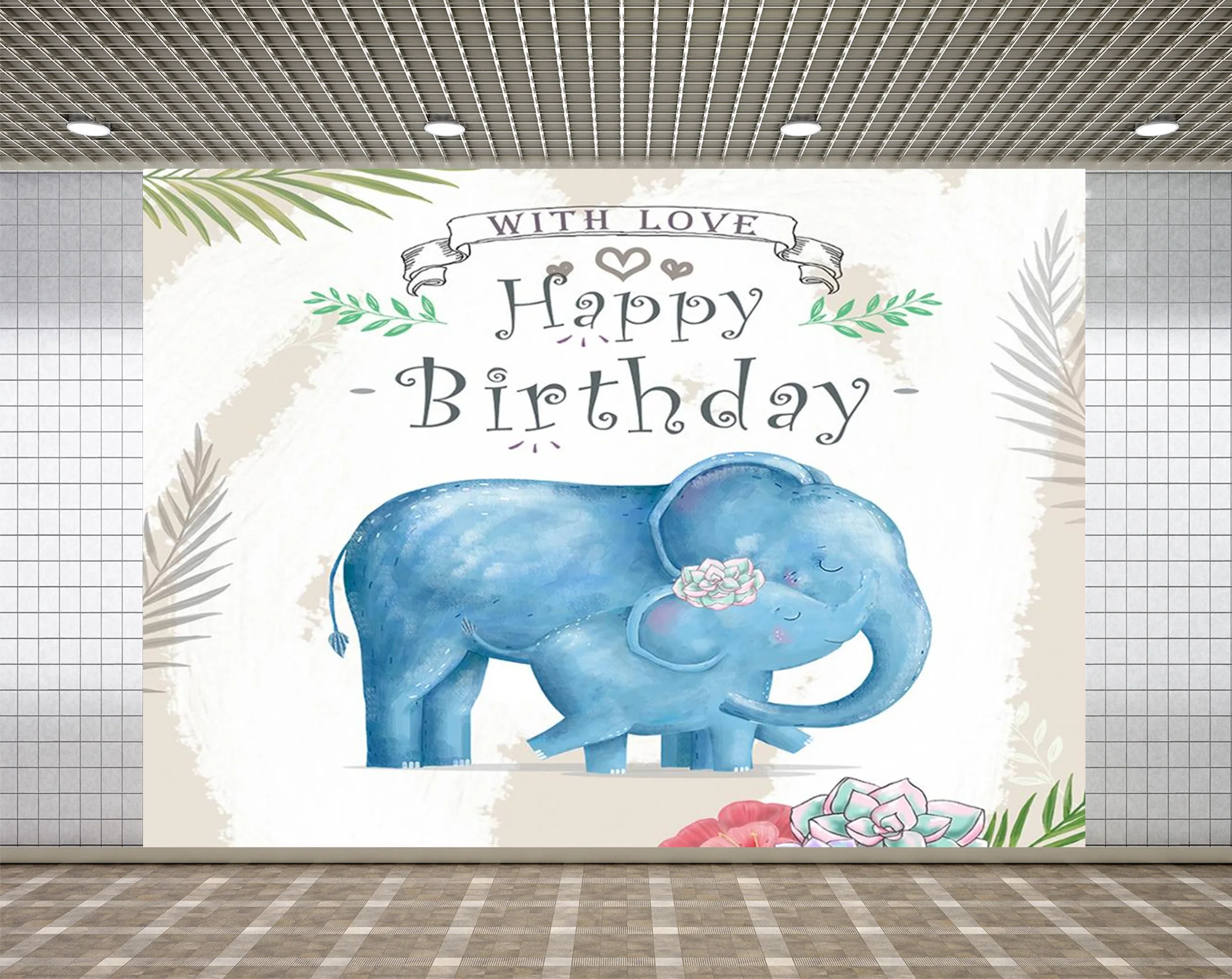 

Цветочный фон Lyavshi с изображением слона вечерние, фон для фотосъемки на день рождения, баннер для фотобудки, украшения для торта и стола