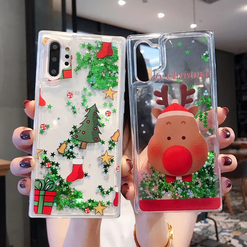 Жидкий Рождественский чехол для samsung S10 Plus Note 10 Pro S8 S9 Lite 8 9 |