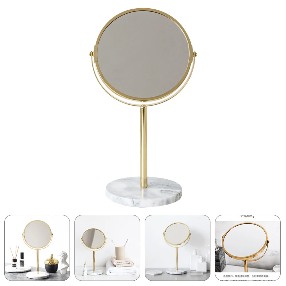 

1Pc Convenient Girl Marble Cosmetics Mirror Desktop Cosmetics Mirror (Golden)