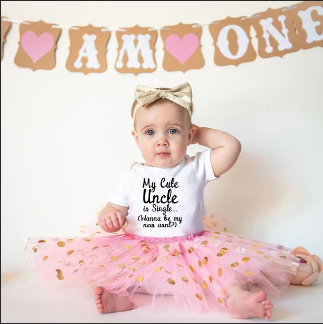 Мой милый дядя один хотите быть моим Новый тетей забавные BabyRomper детское платье