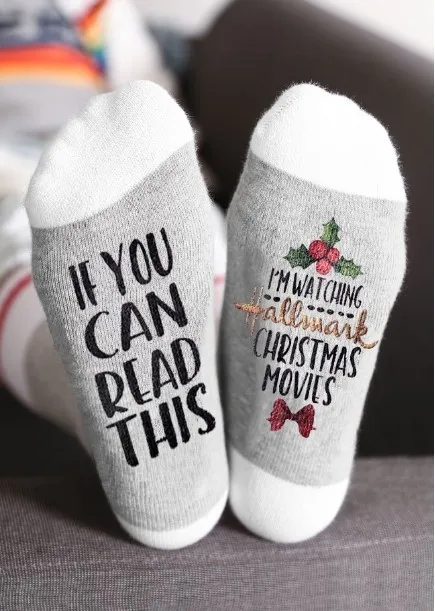 Повседневные рождественские носки унисекс женские с буквенным принтом