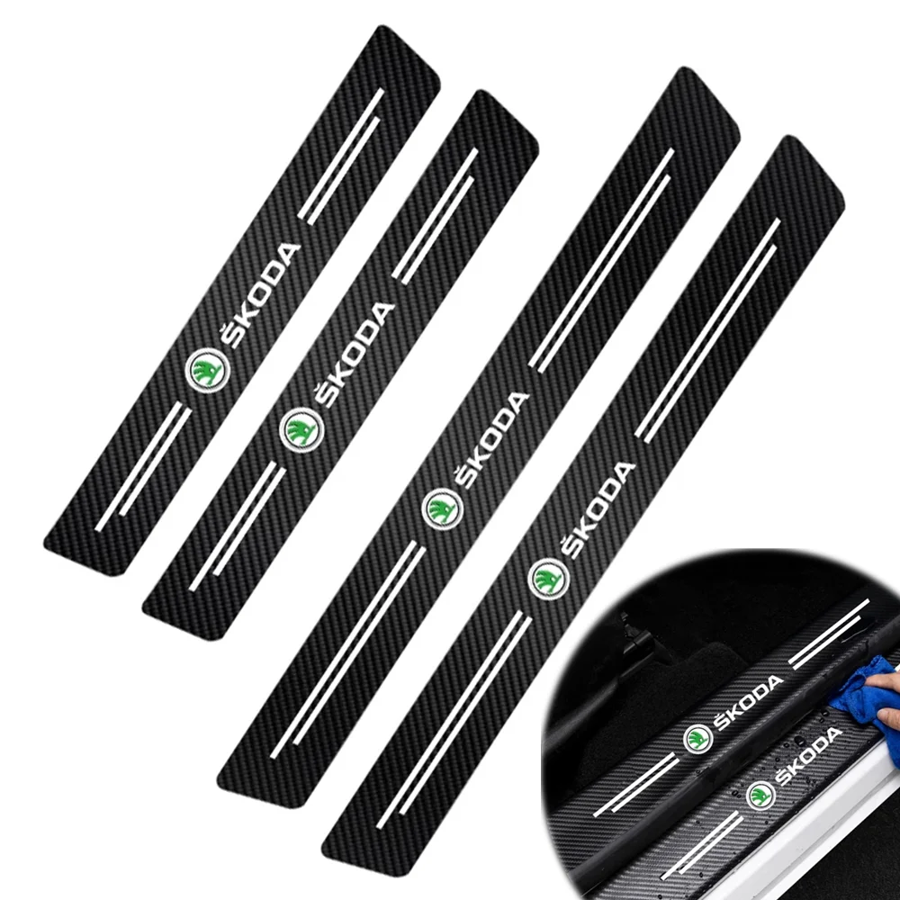 

4Pcs Car Door Sill Sticker Trunk Threshold Anti-Scratch Pad For Skoda Octavia Kodiaq Fabia Rapid Superb a 5 a 7 2 Kamiq