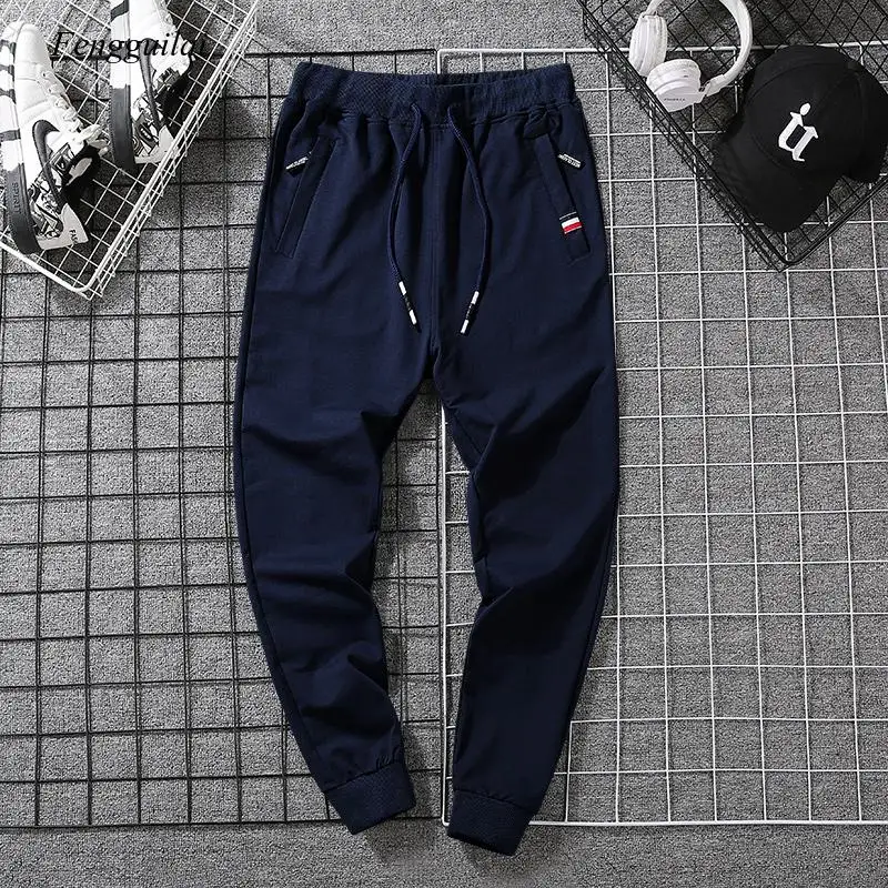 

Men's Casual Pants Sweatpants Men Cotton Spring Autumn Jogger Pants Zipper Pockets Elastic Waist Trousers High Quality Homme