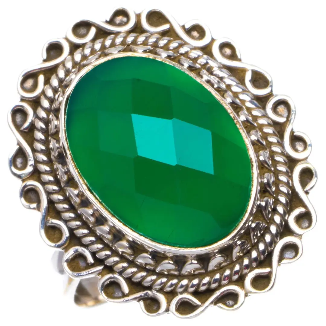 Кольцо из серебра 925 пробы с натуральным Chrysoprase 7 5 B1001 | Украшения и аксессуары