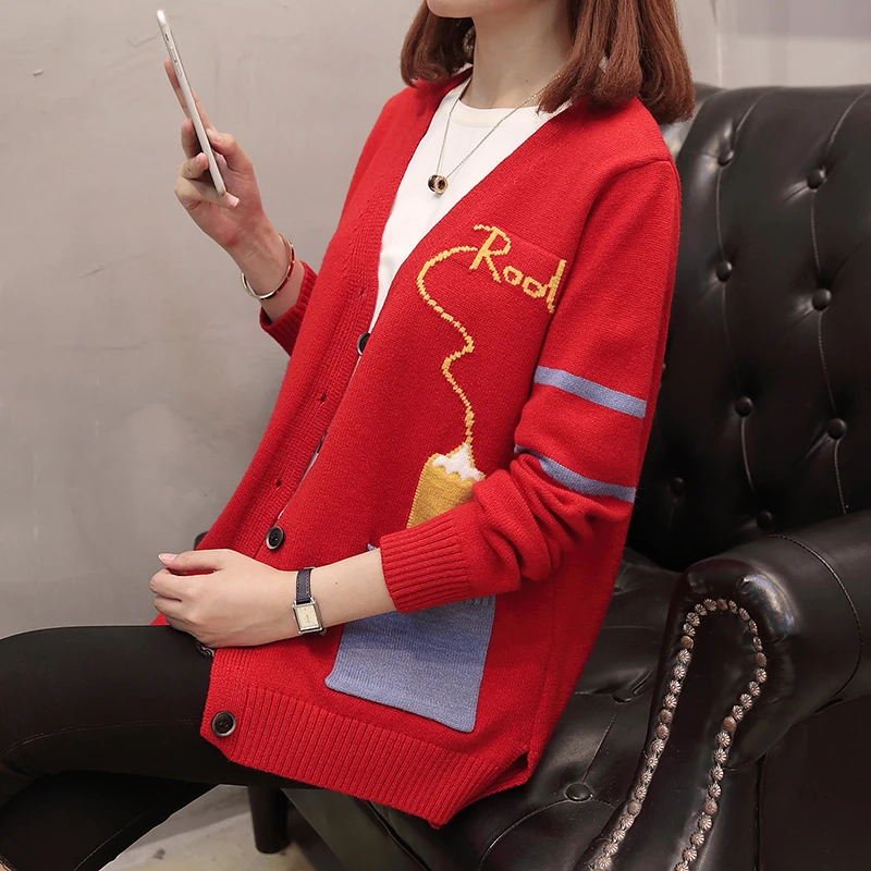 Женский длинный кардиган белый толстый Корейский модный осенний свободный