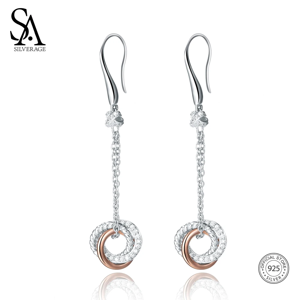 Женские длинные серьги из серебра 925 пробы цвета розового золота|drop earrings|earrings