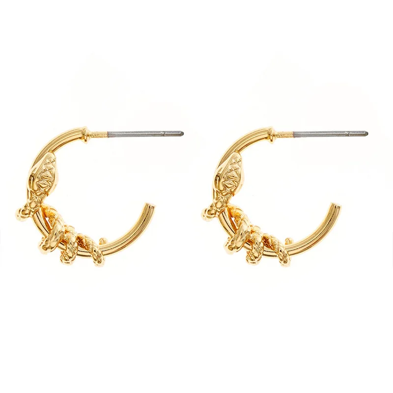 

HANGZHI 2020 New Earring Retro Geometric Snake Winding Personality Hoop Earrings For Women Girls Jewelry Gift