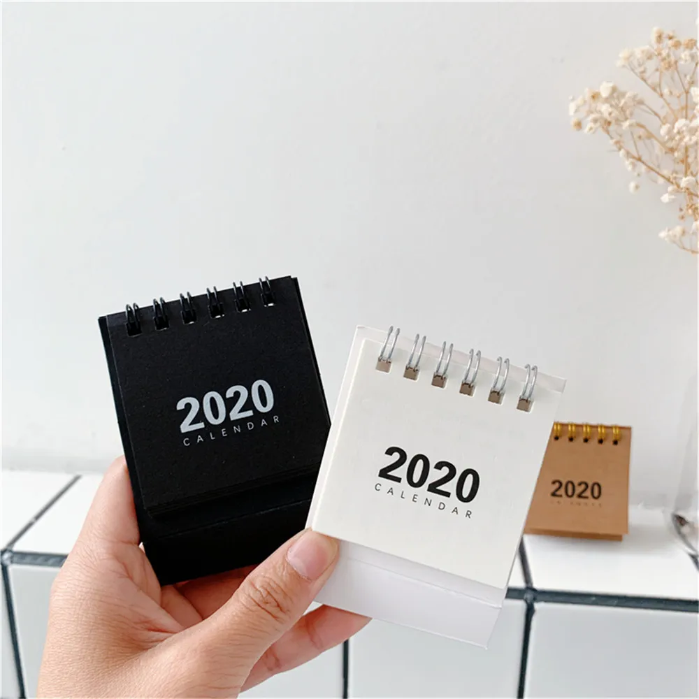 2020 Simple Calendar Mini Paper Desktop Item Dual Daily Scheduler Planner Yearly Agenda Organizer Office Stationery | Канцтовары для