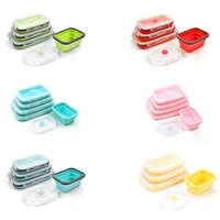 stackable bento storage containers fresh leakproof microwave dinner food prep container foldable lunchbox silicone lunch box set