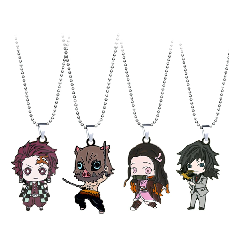 Аниме Демон ожерелье Slayer Kimetsu без Yaiba кулон Tanjirou металлическая цепочка колье для