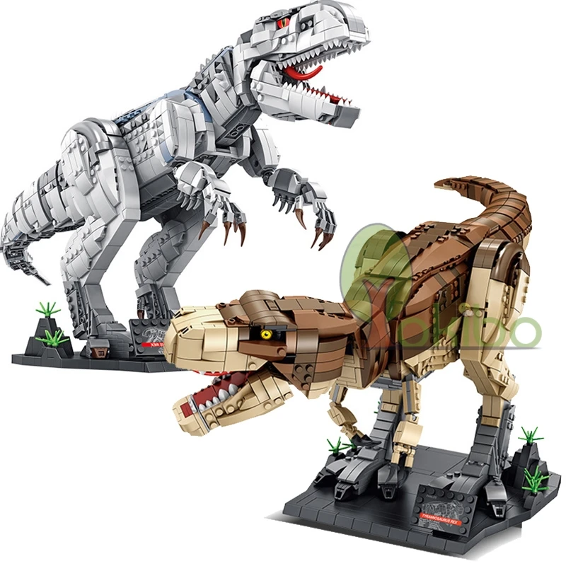 

Jurassic Dinosaur World Series 1800pcs+ Big Size Tyrannosaurus Rex Model Building Blocks Jurassic Dino Park Bricks For Kids Gift