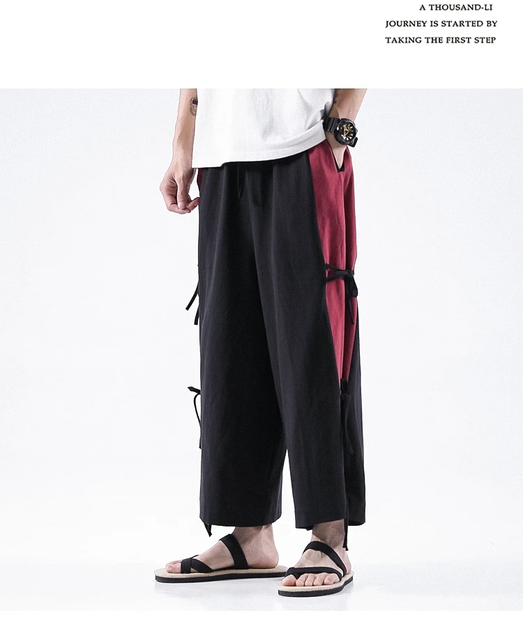 Sinicism Store мужские новые хлопковые льняные повседневные брюки мужские винтажные широкие брюки мужские осенние большие брюки на пуговицах длинные брюки