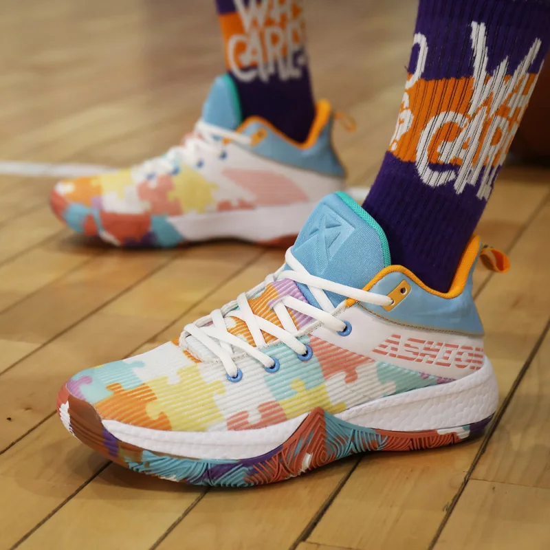 

Модные Разноцветные баскетбольные кроссовки унисекс на платформе, профессиональные подростковые кроссовки, камуфляжные высокие мужские баскетбольные кроссовки