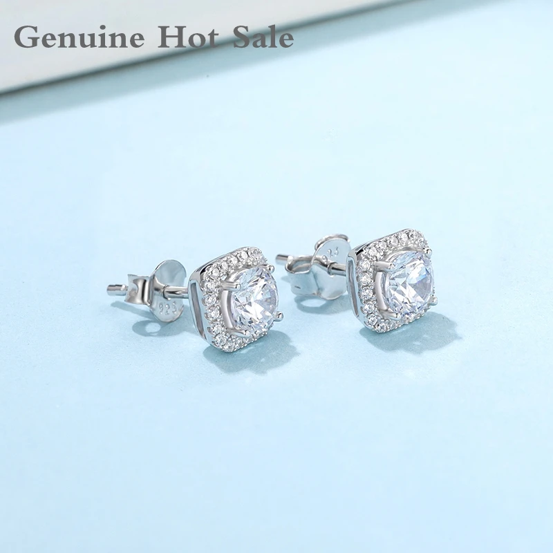 

Серьги из серебра 925 пробы с муассанитом, 1 карат, D цвета, отличная огранка, серьги из серебра с выращенными в лаборатории бриллиантами, модны...