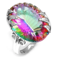 modern women rings 2022 vintage geometric rainbow color rhinestones zircon rings for women accessories jewelry girl gift