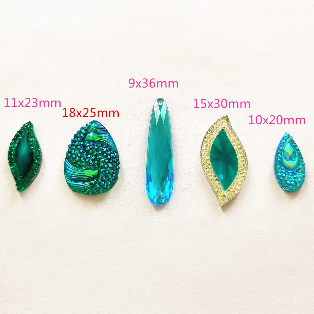 Яркие смешанные детские синие капли S-образной формы пришивные стразы кристаллы