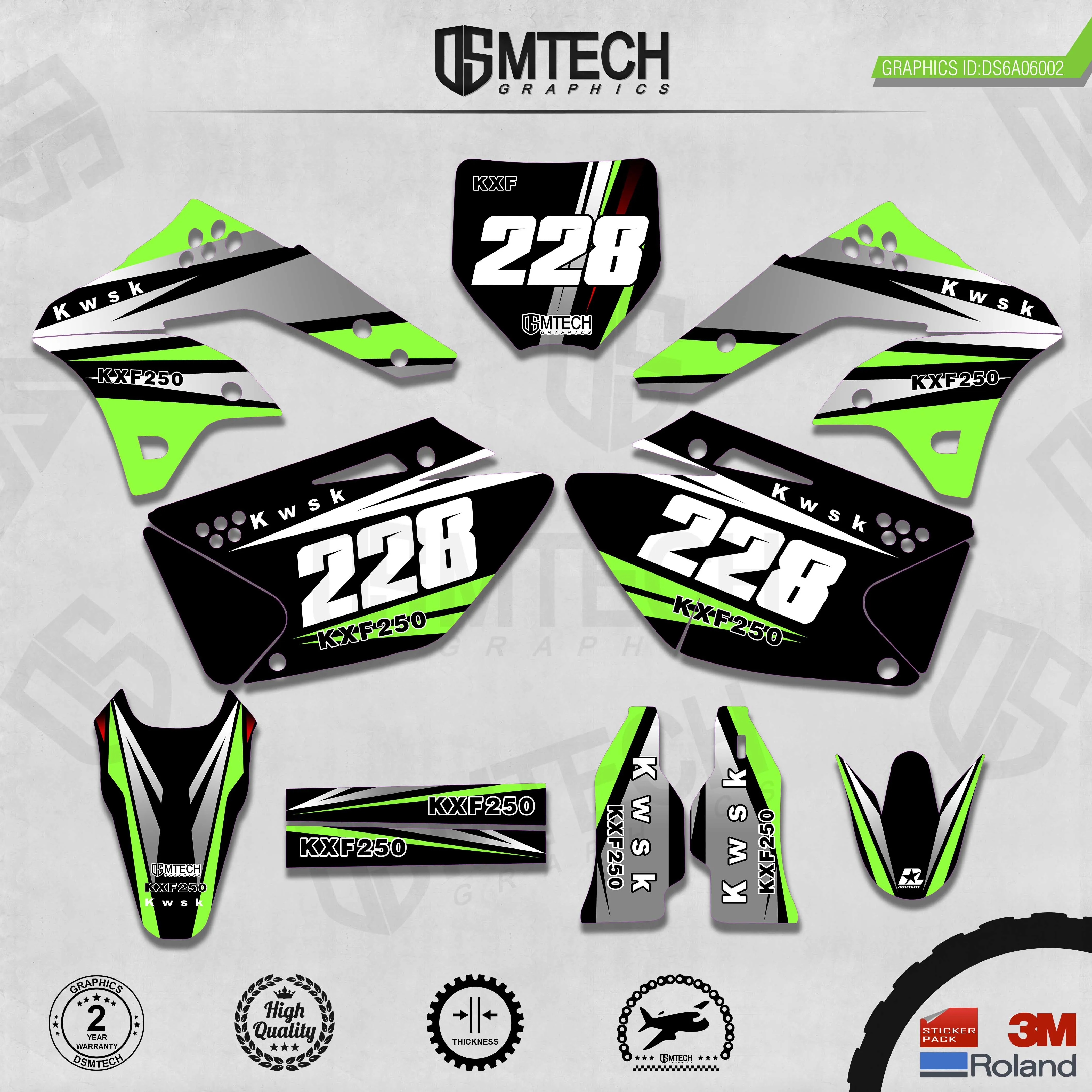 DSMTECH Customized Team Graphics Backgrounds Decals 3M Custom Stickers For KAWASAKI  2006-2007 2008 KXF250 002