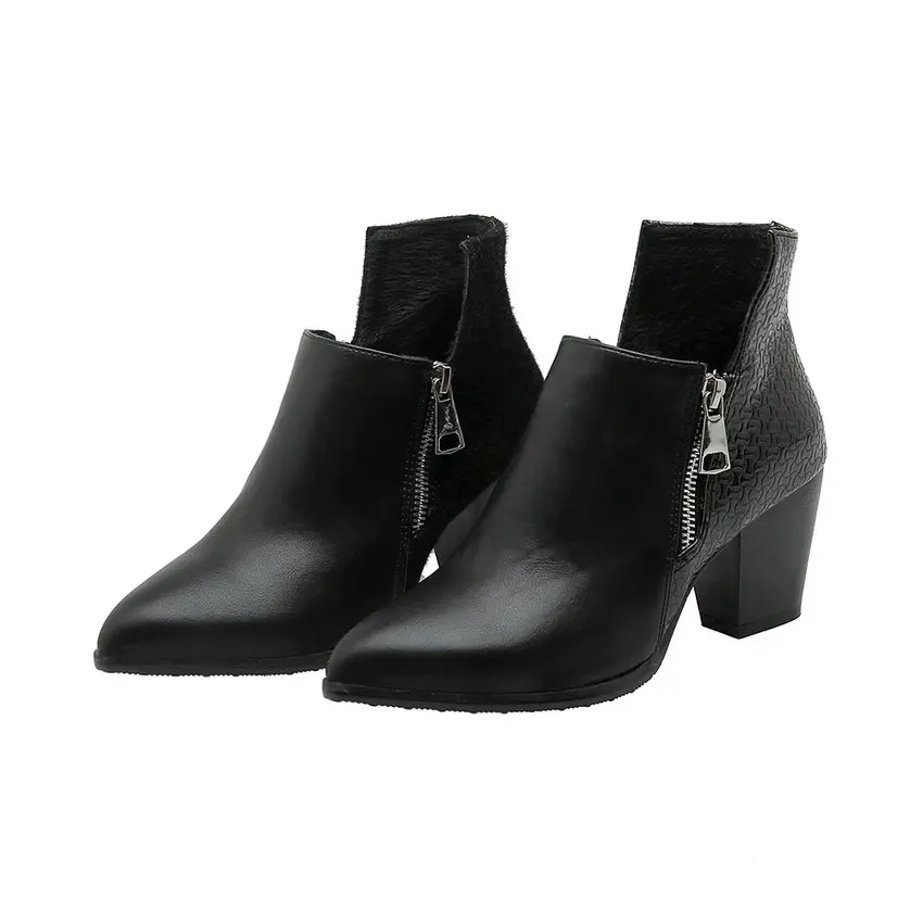 ESVEVA 2020 женская обувь зимние ботильоны на высоком устойчивом каблуке из