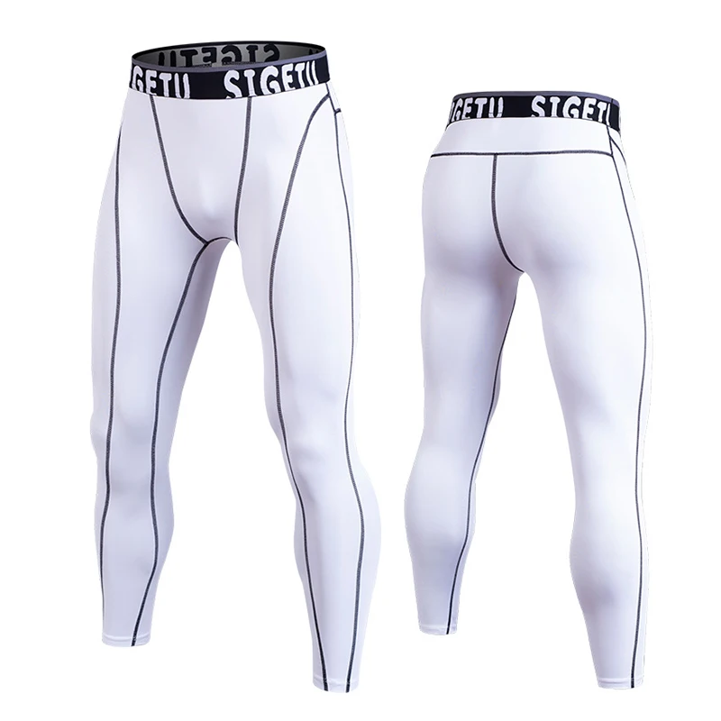 907 white Горячая 3XL спортивные Леггинсы Для мужчин колготки Фитнес занятий спортом и бега Штаны эластичные компрессионные брюки Для мужчин Бодибилдинг Брюки - Color: 907 white