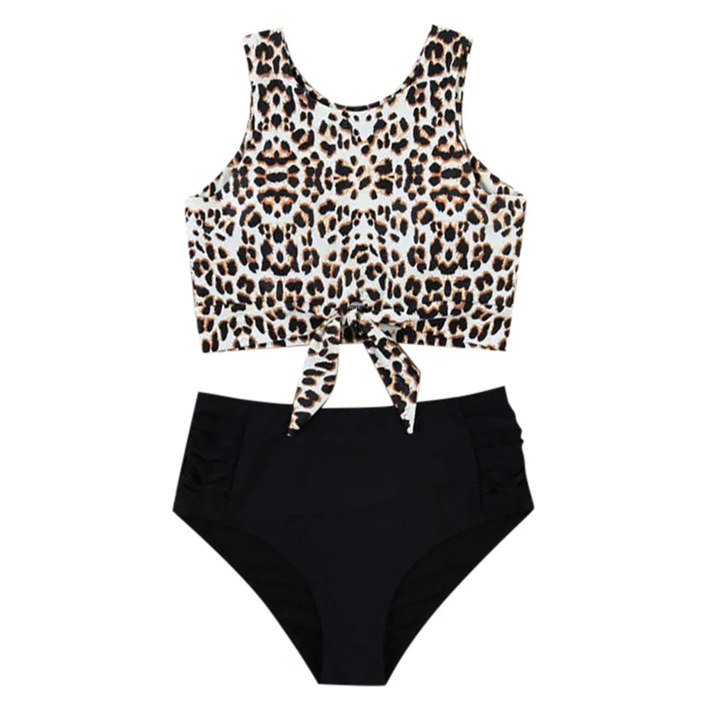 

Women Leopard Print Bathing Suit Swimwear Black Neno Bikini Set With Pad Female High Waist Beachwear Biquin Swimsuit
