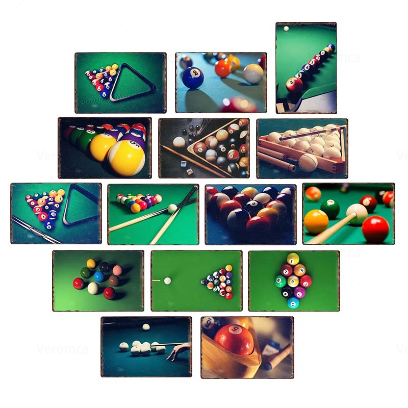 Винтажный металлический постер для бильярда металлические жестяные тарелки