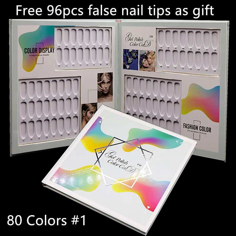 

60/80/120 Color Double-Side False Nail Color Display Book Gel Polish Color Chart Palette Practice With False Nail Tips 20#923