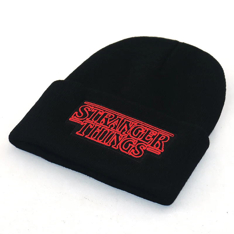 

New STANGER THINGS hat letter embroidery knitted beanie hat for winter cotton flexible bone fashion ski cap unisex
